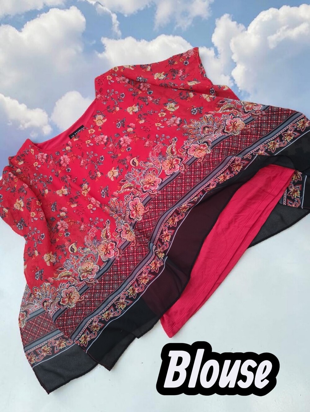 *1632 I.N. Studio blouse scarf top Women Petite PM
